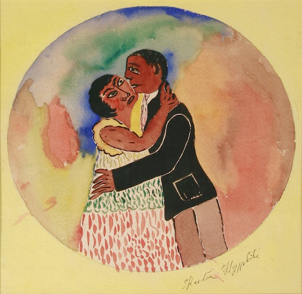 Haïti. Deux siècles de création artistique : Hector Hyppolite. Le Baiser. 1946-48, gouache sur papier, 30x32 cm. Collection privée Claude et Farah Douyon, Miami ©